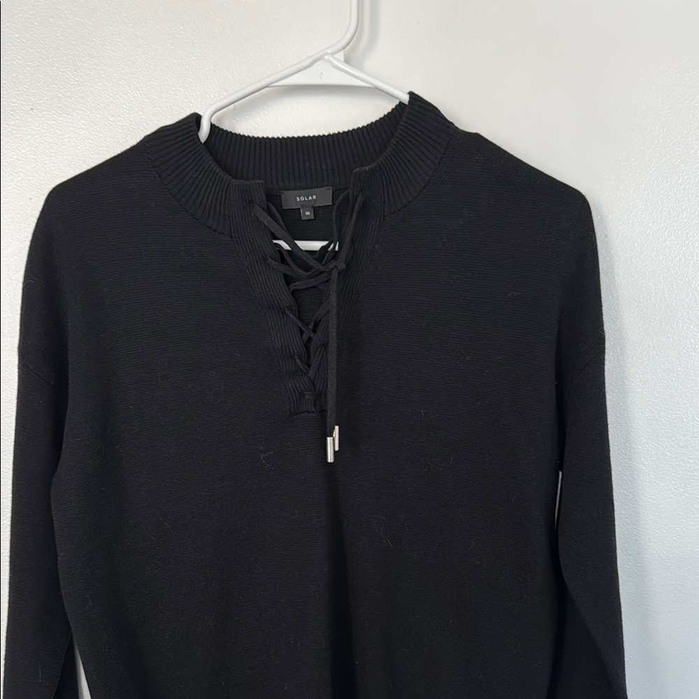 Solar Black Lace-Up Sweater